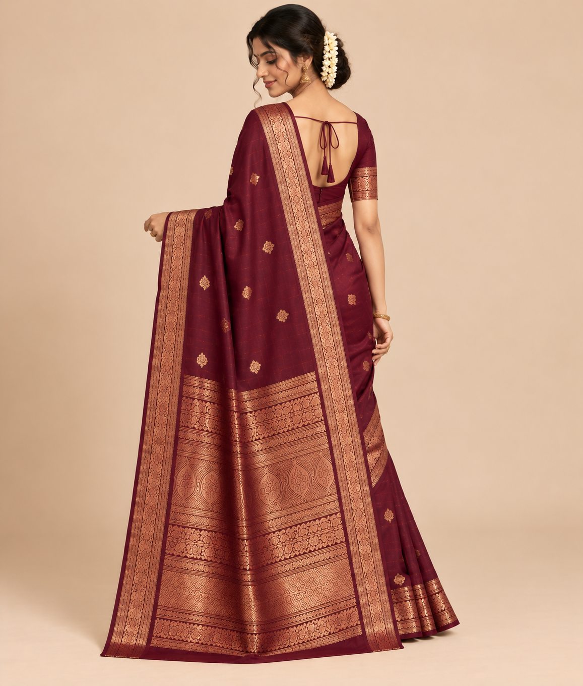 Premium Kerala Kasavu Saree with Golden Zari Border