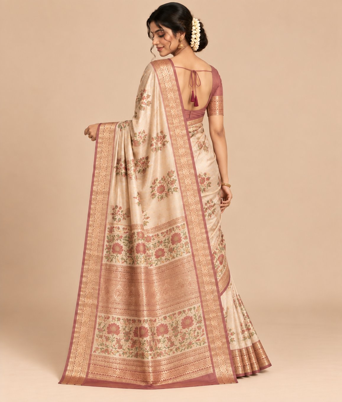 Maroon Designer Silk Saree with Antique Gold Border